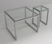 Glass and steel coffee tables